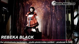 407 Backstage cosplay content photoshoot with Rebeka Black theme Red wolverine girl
